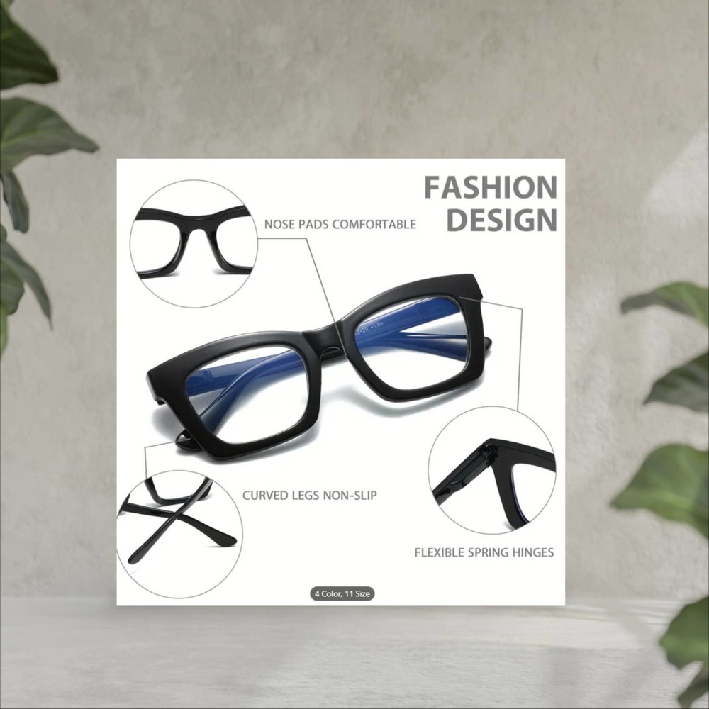 *NEW* Women's Oprah Style Reading + Blue Light Glasses - Picture 3 of 3